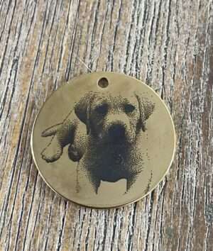 Foto van je huisdier rvs hondenpenning goud 30mmx30mm met tekst achterop - Afbeelding 2