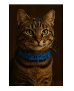 Gepersonaliseerde blauw leren kattenhalsband