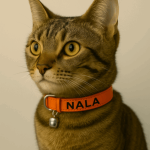 kattenhalsbandje oranje met naam